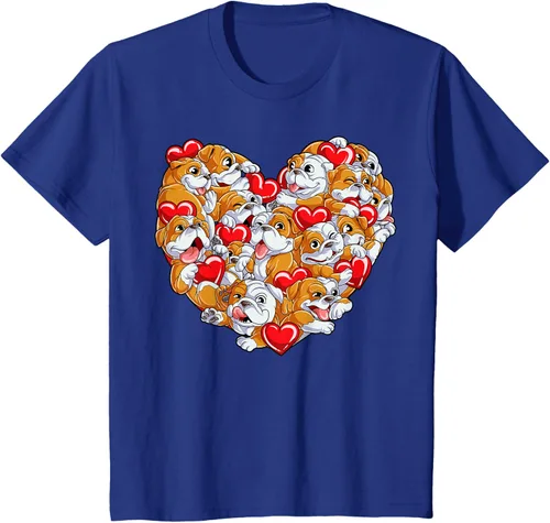 Vista 40 de Camiseta inglesa para el día de San Valentín con diseño de corazón y perro amante de los niños Negro