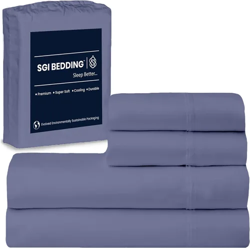 Vista 22 de SGI bedding Juego de sábanas de 4 piezas de 84 x 84 pulgadas, tamaño King Emperor/Wyoming, 100% algodón egipcio, bolsillo profundo de 15 pulgadas