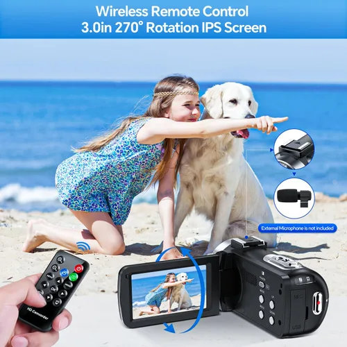 Vista 4 de Videocámara 4K Videocámara 42MP YouTube Vlogging Cámara 18X Zoom Digital Cámara web 3.0 pulgadas Pantalla de rotación de 270 grados Videocámaras
