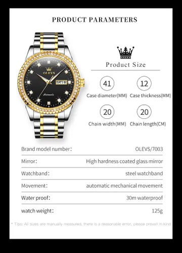 Vista 6 de OLEVS Reloj mecánico para hombre ahueca hacia fuera impermeable reloj de cuerda automático para hombres