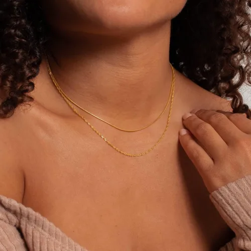 Vista 62 de Collares en capas para mujer, chapados en plata, delicada cuerda torcida de serpiente, delicado collar en capas, gargantilla de diferentes