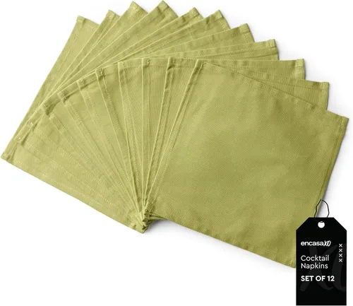 Vista 69 de Encasa XO Juego de 12 servilletas de tela de cóctel Servilletas de mesa de algodón puro Tamaño (9 x 9 pulgadas) B gris sólido Lavable a