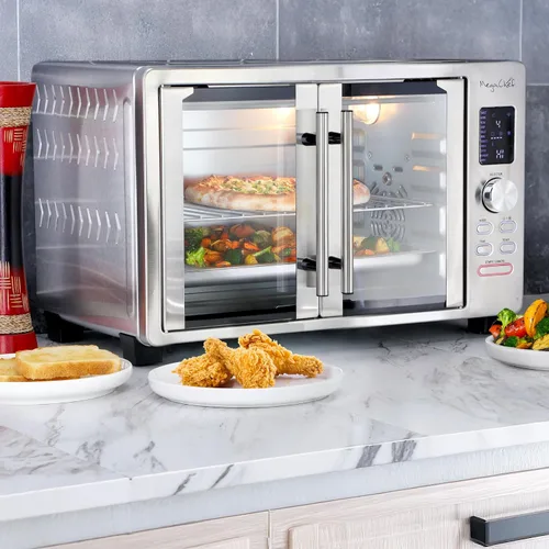 Vista 7 de MegaChef Horno Tostador Digital de Convección Multifunción de Puerta Francesa de 30 Cuartos con Juego de Rosticero y Ajustes Preestablecidos