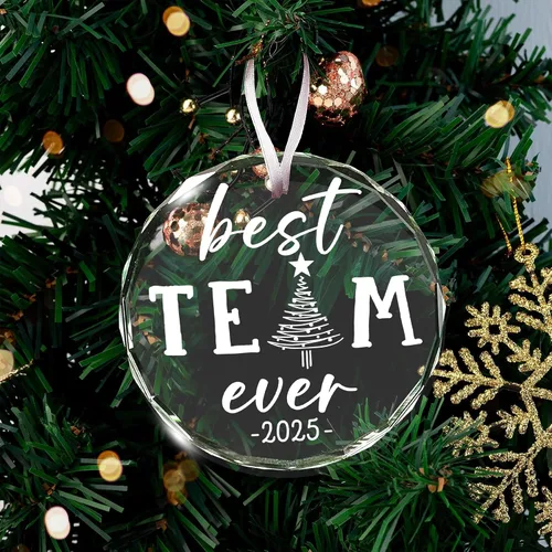 Vista 7 de Adorno del mejor equipo del mundo: regalos únicos de Navidad y agradecimiento para empleados, adornos geniales del equipo, regalos de agradecimiento