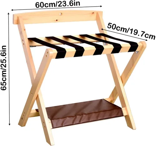 Vista 2 de Luggage Rack Folding Furniture Tray Rack Set of 2 - Portable Backpack Luggage Holder Storage Organizer Unit, Bring Backrest Multifunctional Storage