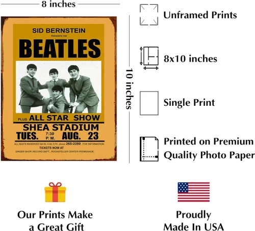 Vista 2 de AMERICAN LUXURY GIFTS The Beatles-All Star Show Music - Letreros artísticos para pared, póster sin marco de 8 x 10 pies, papel fotográfico Fuji, uso