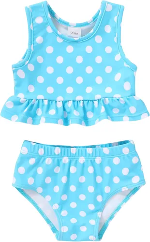 Vista 11 de YOUNGER TREE Traje de baño de verano para niñas pequeñas, sin mangas, traje de baño a rayas, traje de dos piezas, bikini