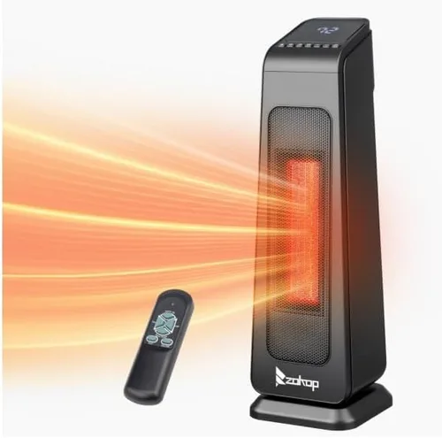 Vista 9 de ROVSUN - Calentador de espacio eléctrico de 17''H con control remoto, calentador de torre portátil con oscilación de 70°, temporizador, termostato