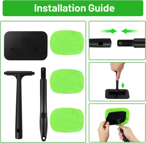 Vista 5 de Herramienta Limpiadora de Parabrisas Xindell – Kit de Limpieza de Ventanas Interiores de Automóvil con Mango Desmontable de 22", Escobilla