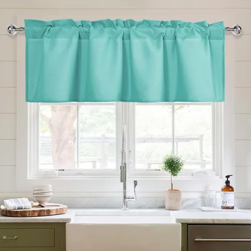 Vista 26 de XWZO Cortinas de cenefas de cocina para ventanas, sala de estar, dormitorio, baño, cubiertas superiores, estilo granja rústico, comedor, aislamiento
