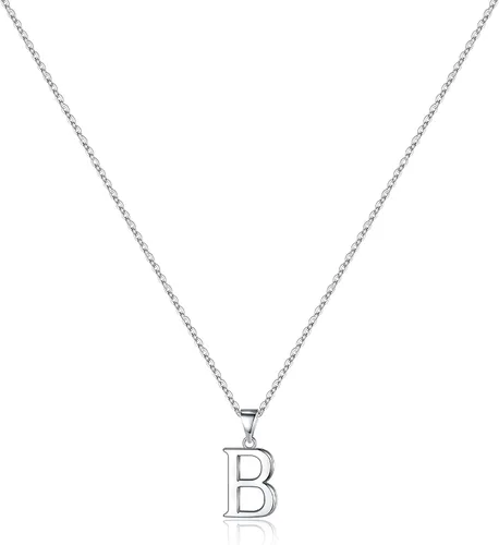 Vista 24 de Turandoss S925 Sterling Silver Initial Necklaces for Women, Dainty Hypoallergenic Letter Initial Pendant S925 Sterling Silver initial Necklace for