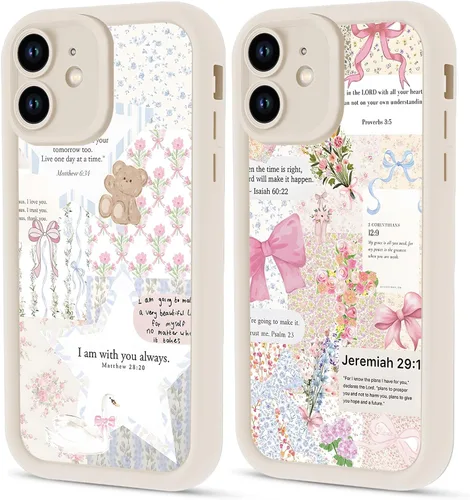 Vista 32 de Paquete de 2 fundas protectoras para iPhone 8 Plus/7 Plus de 5.5 pulgadas con collage de versículos bíblicos de Jesús para mujeres y niñas, diseño