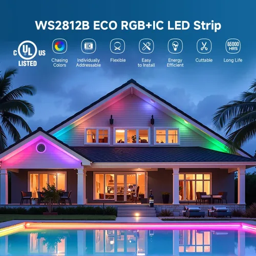 Vista 5 de BTF-LIGHTING WS2812B Tira LED RGB ECO, efectos de persecución 5050SMD direccionables individualmente, 3.3 pies, 60 píxeles/m, color de ensueño Negro