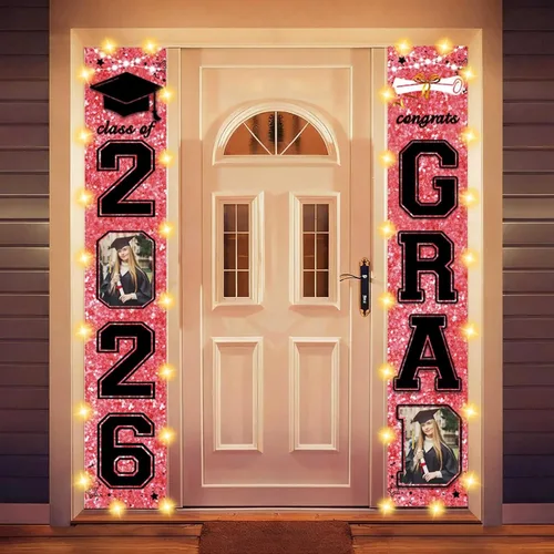 Vista 37 de Decoraciones personalizadas para fiestas de graduación 2026 – Cartel de felicitación de graduación grande – Cartel de fondo de graduación