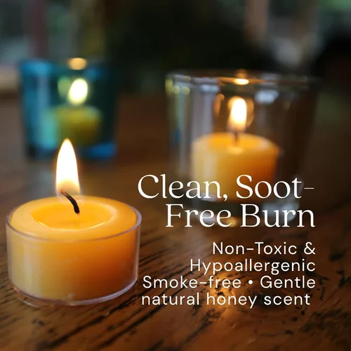 Vista 5 de Bluecorn Beeswax, velas 100 % cera de abeja, color marfil 100% Pure Natural Bees Wax, Unscented, Paraffin & Soy Free, 5 Hour Burn Time, Made in