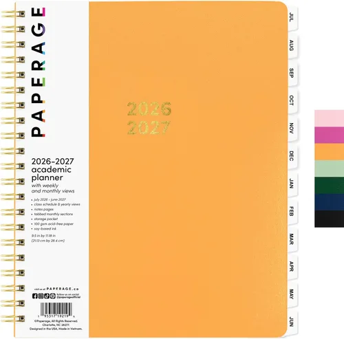 Vista 19 de PAPERAGE Agenda académica, agenda semanal y mensual y calendario, 12 meses, julio de 2026 a junio de 2027, (9.5 x 11 pulgadas), agenda de Negro