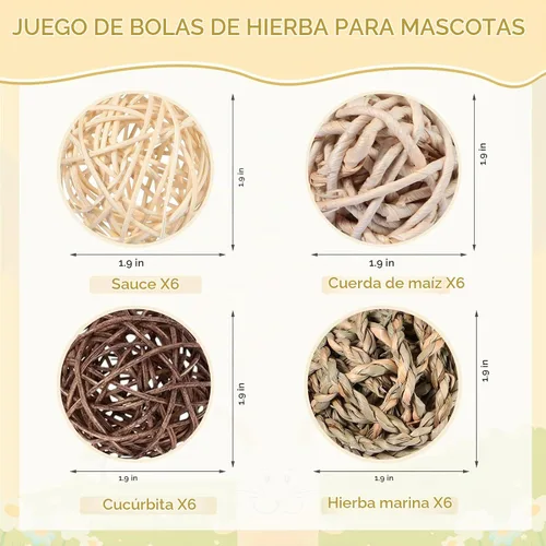 Vista 2 de Sosation Paquete de 24 juguetes de conejillos de indias, bolas de juego para animales pequeños, masticables, golosinas para morder, juguetes