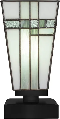 Vista 32 de Toltec Lighting Luna Accent - Lámpara de mesa, acabado grafito, cristal cuadrado de burbujas ahumadas de 3.5 pulgadas