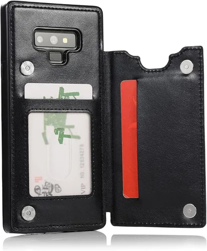 Vista 5 de Asuwish Funda de teléfono para Samsung Galaxy Note 9 con protector de pantalla de vidrio templado, tarjetero/tarjetero, soporte para cartera
