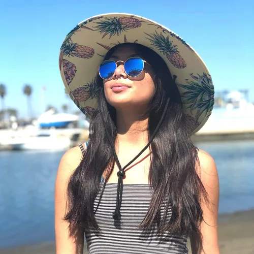 Vista 4 de COR Surf Sombreros de paja para hombres y mujeres, sombrero de sol clásico salvavidas con UPF 50+ tela impresa debajo de la playa