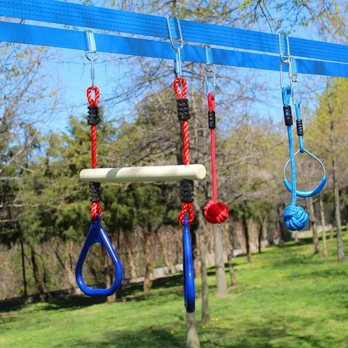 Vista 3 de Lily's Things Barra de Columpio de Trapecio con Anillos de Gimnasia Accesorios Ninja Warrior para Curso de Obstáculos Ninja Slackline Accesorios