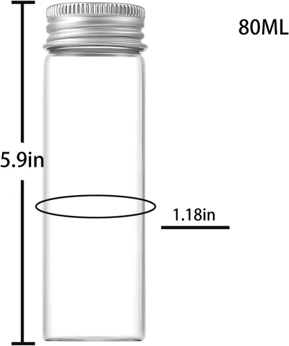 Vista 4 de Viales de vidrio de 80 ml, 14 piezas, con tapa de rosca de aluminio, 14 botellas de vidrio transparente de BKMAMLAB