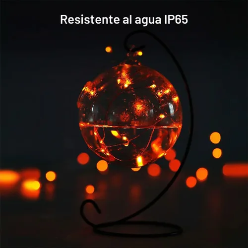 Vista 7 de Ariceleo Mini guirnalda de luces de Halloween que funcionan con pilas, 1 paquete de luces nocturnas de alambre de cobre, 3 luces AAA para Naranja