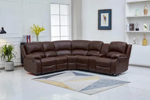 Vista 22 de Betsy Furniture Sofá reclinable de piel sintética con consola 8018, varios colores (beige, sofá biplaza)