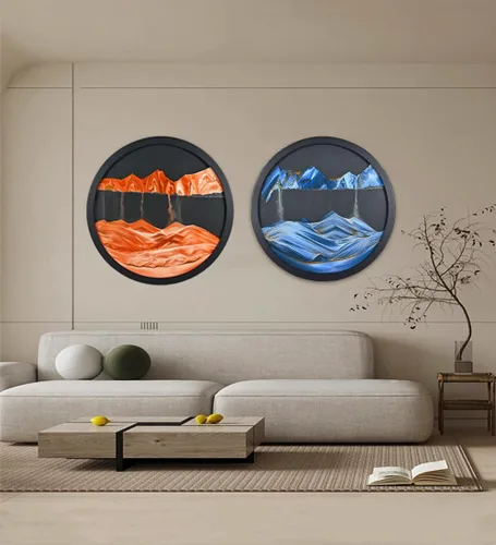 Vista 7 de Oneshow Cuadro artístico de arena en movimiento de 17.3 pulgadas para colgar en la pared, arte de arena 3D, movimiento líquido, rotación de 360°