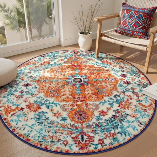 Vista 56 de Lahome Alfombra Floral Bohemio Medaillon - 2x3 Pequeña Alfombra de Baño Rosa Caliente, Alfombra de Cocina, Lavable a Máquina, Antideslizante, Suave