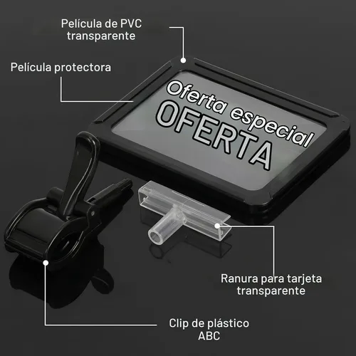 Vista 6 de Mlici Soporte acrílico para letreros con abrazadera, clips de exhibición de doble cabeza de 6 x 9 pulgadas con protector de tarjeta de PVC, clip