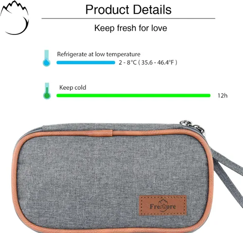 Vista 3 de Maletín de viaje para diabéticos para diabéticos, bolsa de enfriamiento aislada, color gris