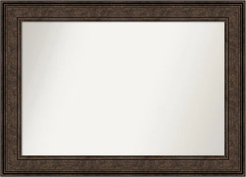 Vista 697 de Amanti Art Espejo de pared personalizado no biselado (25 x 25 pulgadas), marco de bronce acentuado, varios tamaños personalizados, espejo de baño