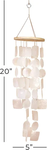 Vista 3 de Deco 79 Carillón de cascara de Capiz en cascada, 20" x 5" x 5", blanco