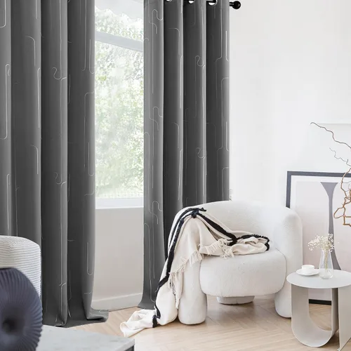 Vista 7 de Deconovo Cortinas de oscurecimiento de habitación, cortinas de ventana con estampado de líneas para loft, paneles de decoración del hogar