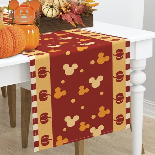 Vista 6 de Seliem Camino de Mesa de Calabaza de Otoño, Decoración de Mesa de Cocina y Comedor de Lunares Rojos de Acción de Gracias de Otoño, Decoración