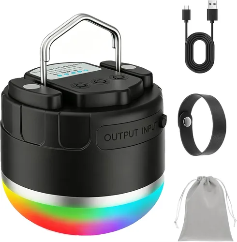 Vista 10 de Linterna de campamento recargable de 1000 lúmenes, luz LED para tienda de campaña con batería de 4000 mAh, hasta 110 horas de tiempo