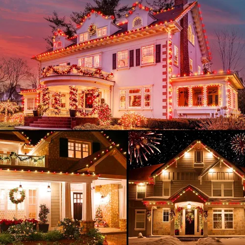 Vista 5 de Brightown - Cadena de luces de Navidad C9 al aire libre, luces LED de hadas facetadas de fresa, luces de cadena extensibles, certificadas por UL