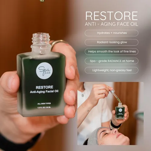 Vista 2 de Aceite facial antienvejecimiento para barra de spa, 1 fl oz (1.0 fl oz), aceite facial ligero e hidratante para un brillo radiante, ayuda a suavizar