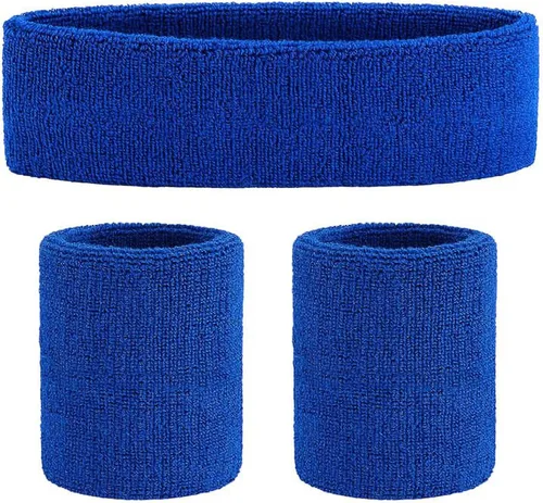Vista 53 de ONUPGO - Conjunto de diadema y muñequeras deportivas para el sudor, hechas de algodón con bucles, muñequeras, contra humedad