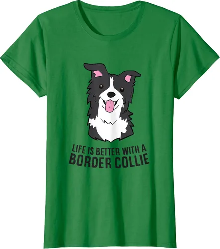 Vista 33 de Camiseta Border Collie Owner Life Is Better With a Border Collie Dog, Blanco, S