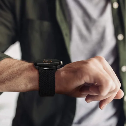 Vista 5 de Abanen Correa deportiva de nailon elástica para Google Pixel Watch, correa trenzada elástica suave de secado rápido compatible con Google Pixel Watch