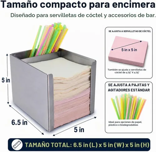 Vista 3 de BARsics Soporte de barra de acero inoxidable con 2 compartimentos para servilletas, accesorios