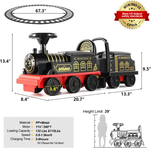 Vista 6 de Tren de paseo con 16 pistas curvas y carruaje Negro