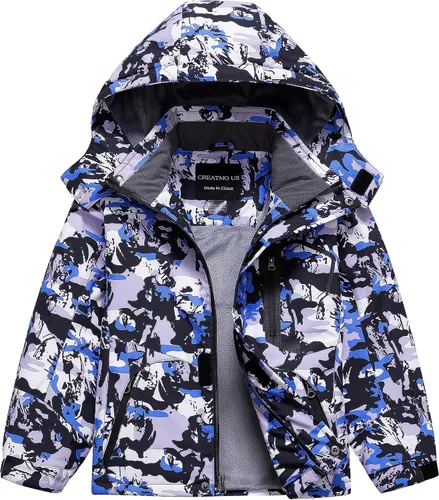 Vista 12 de CREATMO US Chaqueta de esquí impermeable para niño, abrigo de nieve cálido para invierno, resistente al viento, chaqueta de lluvia para snowboard