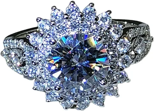Vista 22 de Iumer - Anillo de zircón de dos piezas con incrustaciones de diamantes de imitación artificiales para mujer, talla 6-10.