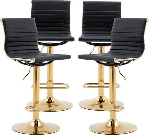 Vista 10 de chairus Juego de 2 taburetes de bar giratorios modernos, taburetes de bar ajustables con altura de mostrador, taburetes de piel sintética sin brazos