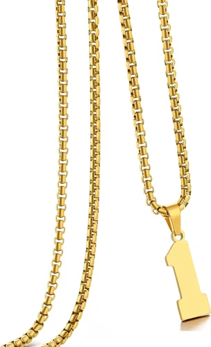 Vista 158 de Collar de Número Dorado para Hombre, Cadena de Acero Inoxidable con Colgante de Número para Atletas, Joyería Deportiva Personalizada para Niños