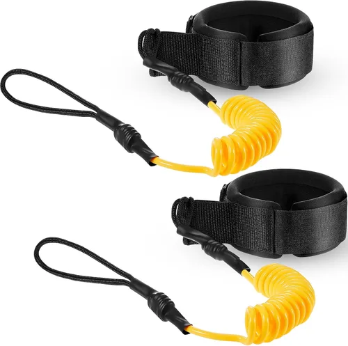 Vista 7 de 2 correas de tabla de surf, correa en espiral, para tabla de remo, para tabla de surf, compatible con SUP Surfing, correa de cuerda de pierna