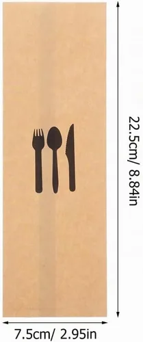 Vista 4 de DOITOOL 100 bolsas de cubiertos de papel kraft, fundas de utensilios de estraza para cubiertos, bolsas de bolsillo para cocina, soporte